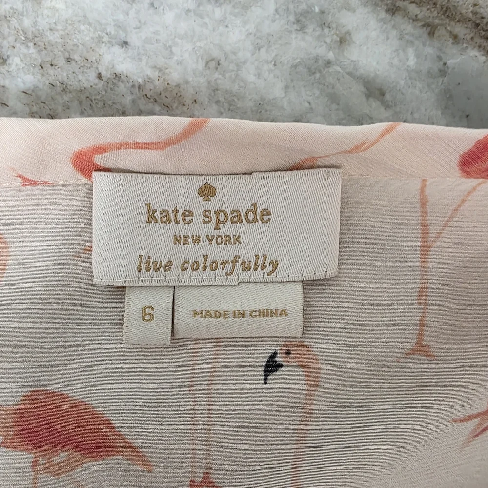 Kate Spade Flamingo Print Women's Top Boat Neck Women's Size 6